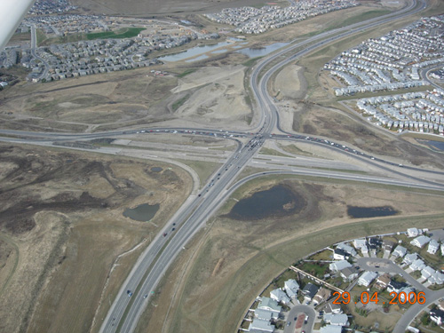Airphoto of Stoney Trail/Crowchild Trail Interchange