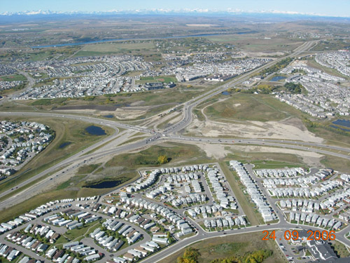 Airphoto of Stoney Trail/Crowchild Trail Interchange